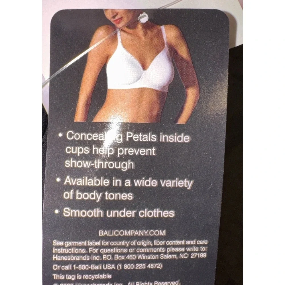 Bali Petal Concealers Lightly Lined Full Coverage Black Wireless Bra 3413 Sz 40D